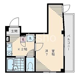 １４８７−アサートン 3階1Kの間取り