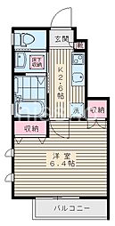 サギノミヤハウス 1Kの間取図画像