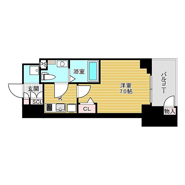 ワールドアイ大阪城EASTアドバンス 1303｜大阪府大阪市東成区深江南1丁目(賃貸マンション1K・13階・24.57㎡)の写真 その2