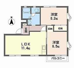 ウエストレイクA棟 2LDKの間取図画像