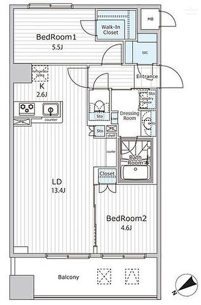 ビエラコート日本橋久松町 ｜東京都中央区日本橋久松町(賃貸マンション2LDK・4階・58.85㎡)の写真 その2