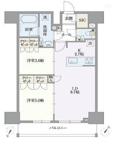 アジールコート汐浜キャナル ｜東京都江東区塩浜１丁目(賃貸マンション2LDK・11階・49.83㎡)の写真 その2