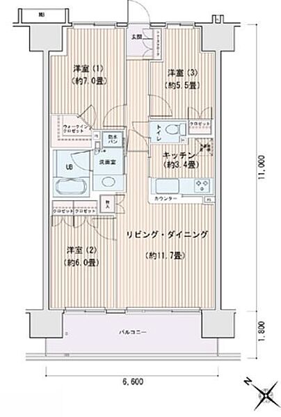 エスティメゾン豊洲レジデンスA棟 ｜東京都江東区豊洲3丁目(賃貸マンション3LDK・10階・72.60㎡)の写真 その2