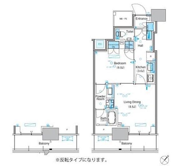 パークアクシス豊洲キャナル ｜東京都江東区豊洲6丁目(賃貸マンション1LDK・10階・46.28㎡)の写真 その2