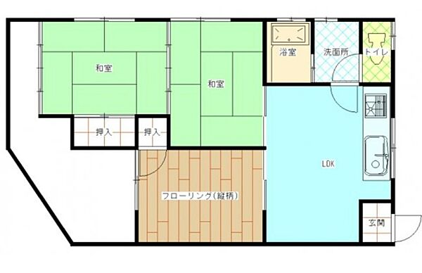 広島県安芸郡府中町城ケ丘(賃貸アパート3LDK・2階・54.27㎡)の写真 その2