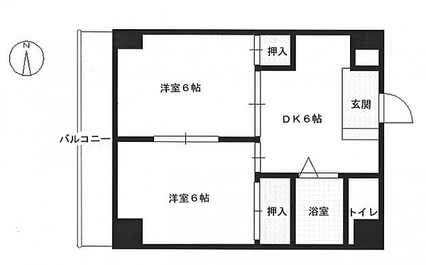 広島県広島市中区河原町(賃貸マンション2DK・2階・36.72㎡)の写真 その2