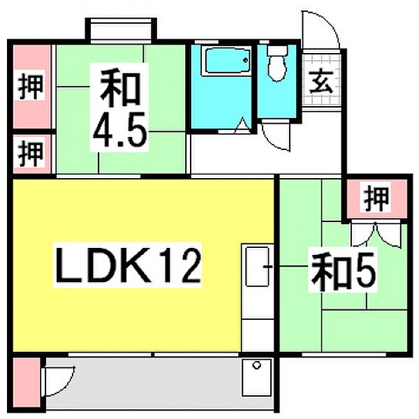 広島県広島市西区井口鈴が台３丁目(賃貸マンション2LDK・4階・57.27㎡)の写真 その2