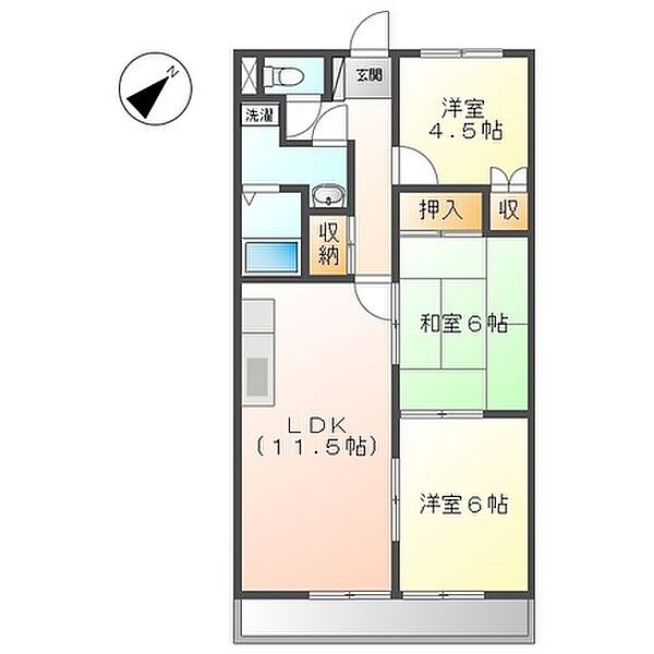 広島県広島市安佐南区川内５丁目(賃貸マンション3LDK・3階・61.36㎡)の写真 その2