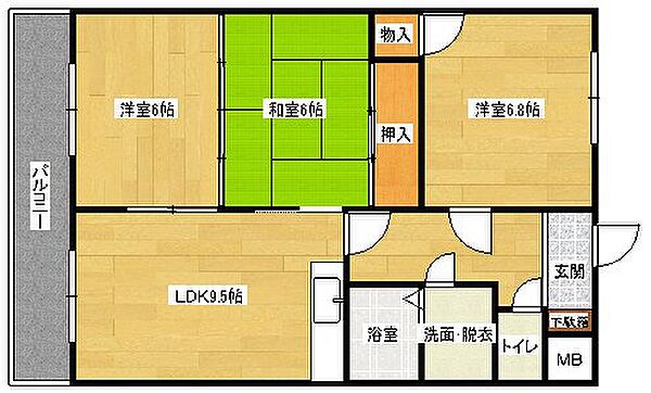 広島県広島市安佐南区東野３丁目(賃貸マンション3LDK・1階・65.55㎡)の写真 その2