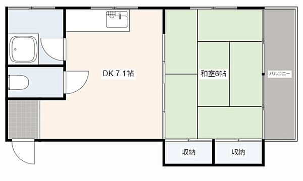 広島県広島市中区江波二本松２丁目(賃貸マンション1DK・3階・28.35㎡)の写真 その2