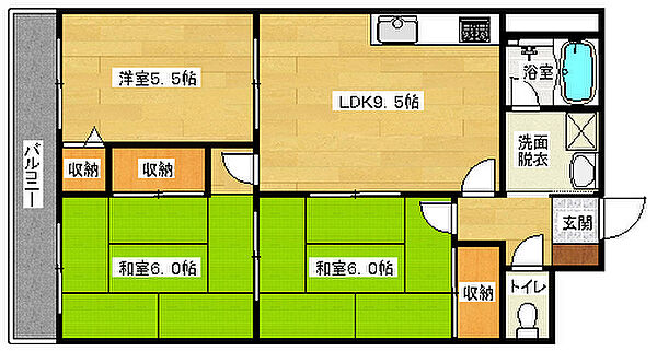 広島県広島市安佐南区中筋１丁目(賃貸マンション3LDK・1階・66.60㎡)の写真 その2