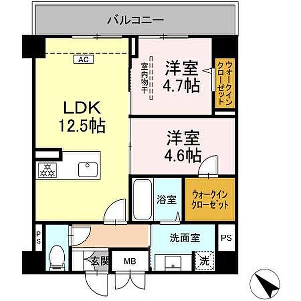 広島県広島市安芸区船越南３丁目(賃貸マンション2LDK・7階・54.71㎡)の写真 その2