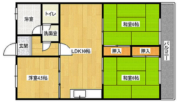 広島県広島市安佐南区中筋３丁目(賃貸マンション3LDK・3階・58.59㎡)の写真 その2