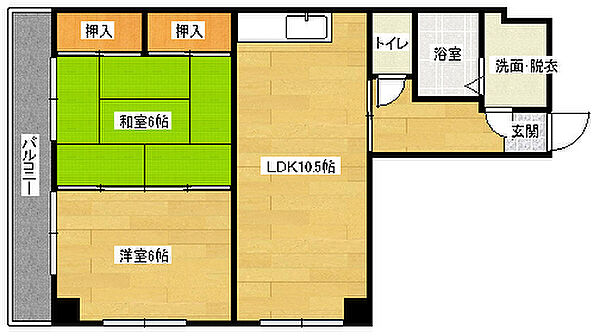 広島県広島市中区猫屋町(賃貸マンション2LDK・6階・50.86㎡)の写真 その2