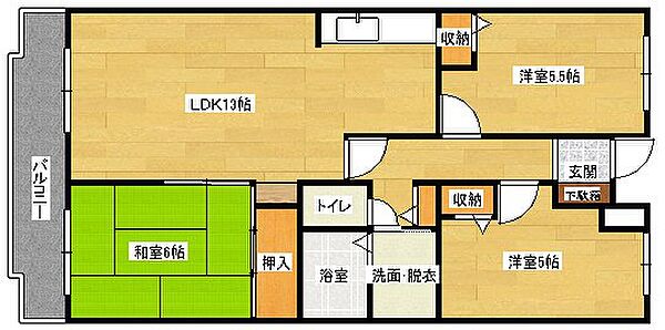 広島県広島市安佐南区中筋２丁目(賃貸マンション3LDK・2階・65.02㎡)の写真 その2