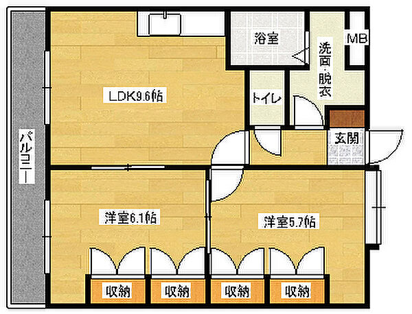 広島県広島市安佐南区高取北１丁目(賃貸マンション2DK・3階・47.90㎡)の写真 その2