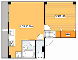 広島電鉄8系統 舟入町駅 徒歩4分の賃貸マンション 2階1LDKの間取り