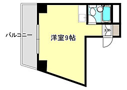 広島電鉄9系統 白島駅 徒歩3分の賃貸マンション 4階ワンルームの間取り