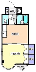 広島電鉄9系統 白島駅 徒歩8分の賃貸マンション 2階1DKの間取り