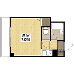 広島電鉄5系統 比治山下駅 徒歩3分の賃貸マンション 7階1Kの間取り