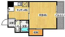 広島電鉄5系統 比治山橋駅 徒歩14分の賃貸マンション 6階1DKの間取り