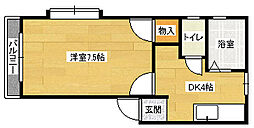 広島電鉄5系統 比治山下駅 徒歩13分の賃貸アパート 2階1Kの間取り