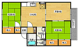 JR山陽本線 天神川駅 徒歩15分の賃貸アパート 2階2LDKの間取り