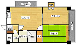 広島電鉄5系統 比治山下駅 徒歩3分の賃貸マンション 3階2LDKの間取り