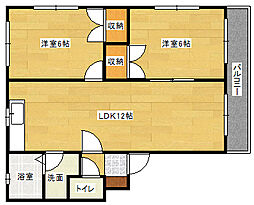 JR芸備線 戸坂駅 徒歩10分の賃貸アパート 2階2LDKの間取り