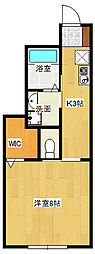 広島電鉄8系統 江波駅 徒歩14分の賃貸アパート 1階1Kの間取り
