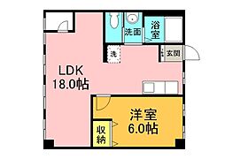 広島電鉄8系統 舟入本町駅 徒歩4分の賃貸マンション 6階1LDKの間取り