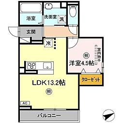 JR芸備線 矢賀駅 徒歩5分の賃貸アパート 3階1LDKの間取り
