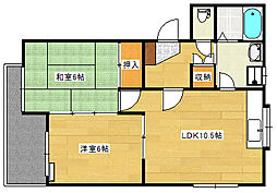 広島電鉄8系統 舟入川口町駅 徒歩9分の賃貸マンション 1階2LDKの間取り