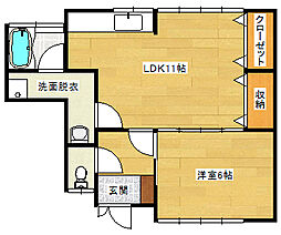 JR山陽本線 天神川駅 徒歩21分の賃貸アパート 1階1LDKの間取り