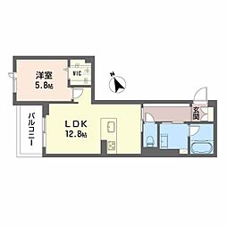広島電鉄8系統 江波駅 徒歩3分の賃貸マンション 3階1LDKの間取り