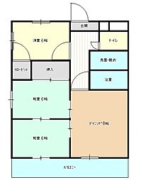 JR呉線 矢野駅 徒歩23分の賃貸マンション 2階3DKの間取り