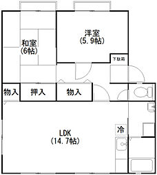 JR芸備線 矢賀駅 徒歩20分の賃貸アパート 2階2LDKの間取り
