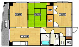 広島電鉄1系統 日赤病院前駅 徒歩11分の賃貸マンション 3階3DKの間取り