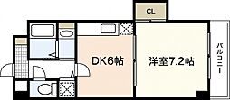 広島電鉄8系統 寺町駅 徒歩9分の賃貸マンション 8階1DKの間取り