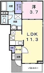 JR芸備線 戸坂駅 徒歩7分の賃貸アパート 1階1LDKの間取り