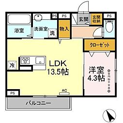 広島電鉄8系統 舟入幸町駅 徒歩3分の賃貸アパート 2階1LDKの間取り