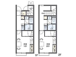 JR山陽本線 安芸中野駅 徒歩9分の賃貸アパート 2階1Kの間取り