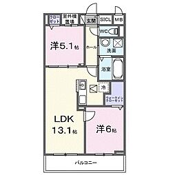 広島電鉄8系統 舟入川口町駅 徒歩17分の賃貸アパート 1階2LDKの間取り