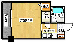 広島電鉄5系統 比治山下駅 徒歩3分の賃貸マンション 6階1Kの間取り