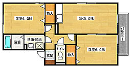 広島高速交通アストラムライン 上安駅 徒歩5分の賃貸アパート 1階2DKの間取り