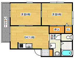 広島高速交通アストラムライン 安東駅 徒歩6分の賃貸アパート 2階2DKの間取り