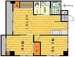 JR可部線 横川駅 徒歩15分の賃貸マンション 2階2LDKの間取り