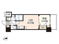 広島電鉄2系統 天満町駅 徒歩3分の賃貸マンション 5階1LDKの間取り