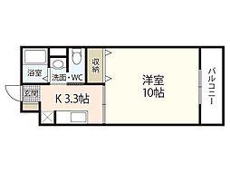 JR呉線 矢野駅 徒歩8分の賃貸マンション 3階1Kの間取り
