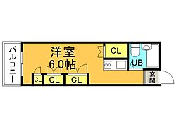 広島電鉄5系統 南区役所前駅 徒歩7分の賃貸マンション 3階ワンルームの間取り